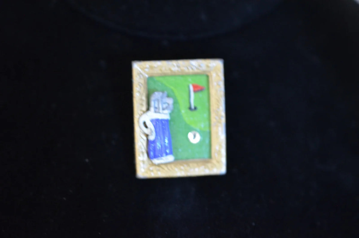 Vintage Artist Nancy Mier Handcrafted Golf Themed Brooch Pin
