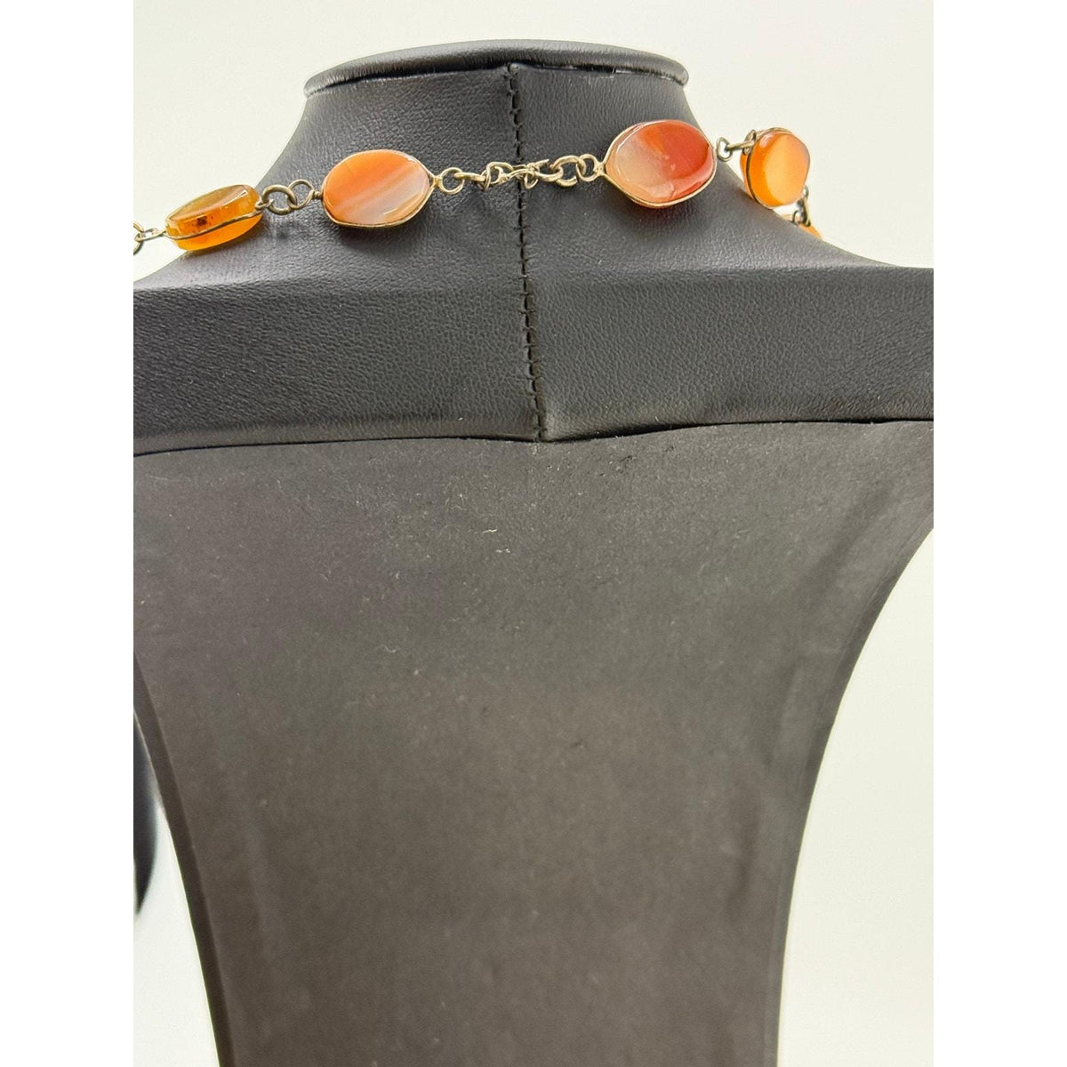 Vintage Brass, Agate Stone Long Necklace - Sarasotabydesign