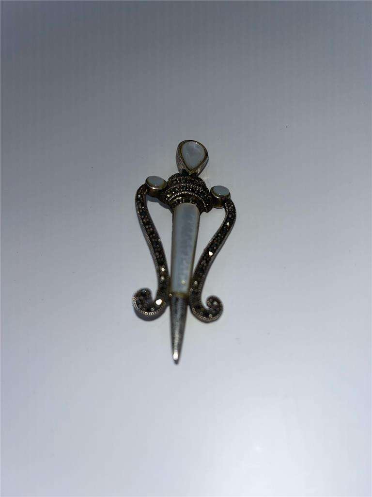 Victorian Era Antique Marcasite Art Nouveau Pendant - 925 Silver