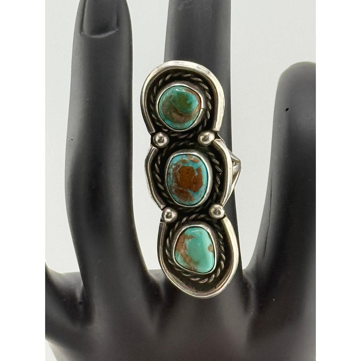 Vintage Native American 925 Sterling Silver Sonoran Turquoise Size 5.5 Ring - Sarasotabydesign