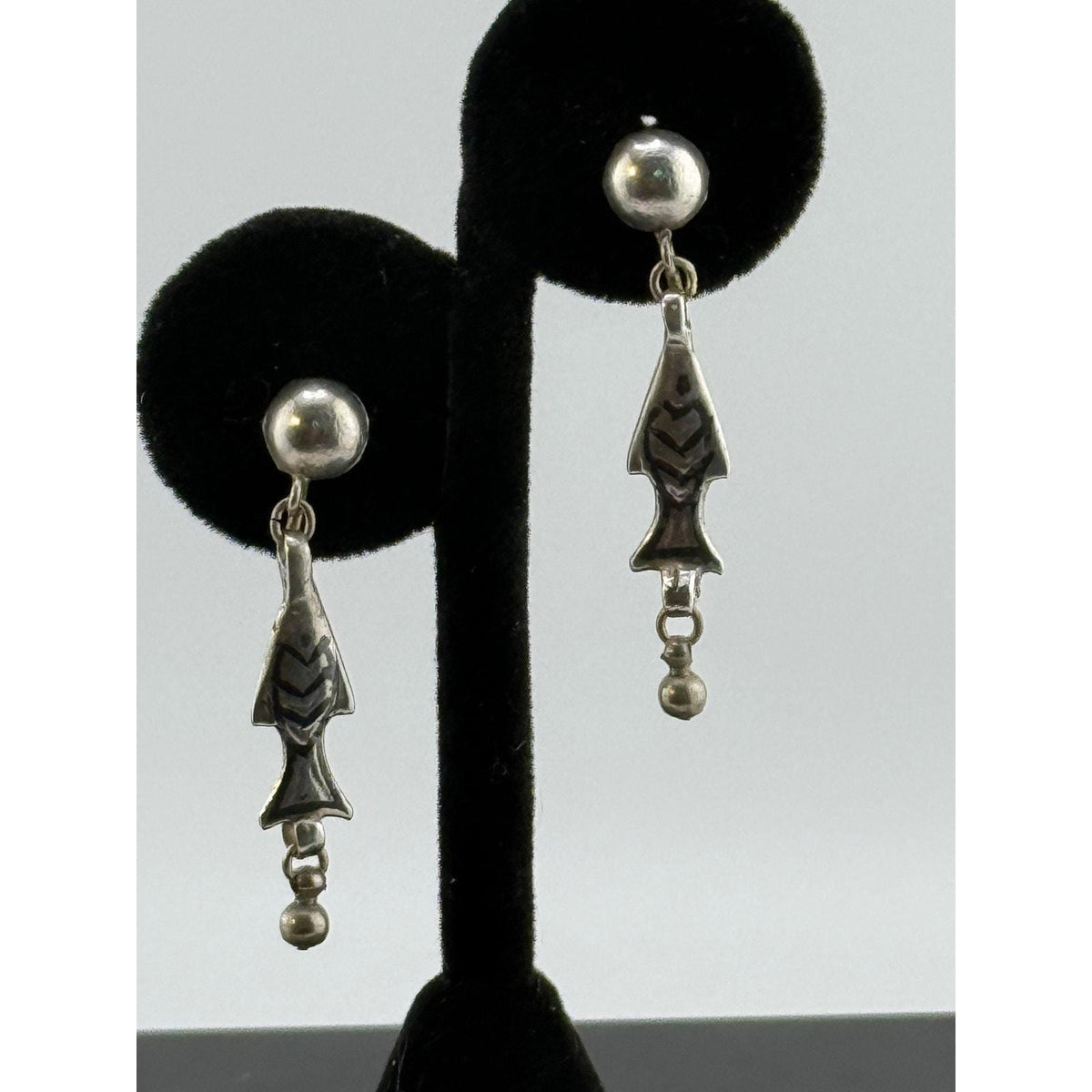 Vintage Navajo Covak Sterling Silver Fish Earrings - Sarasotabydesign