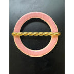 Vintage Pink Enameled Gold Tone Circular Art Deco Brooch - Sarasotabydesign