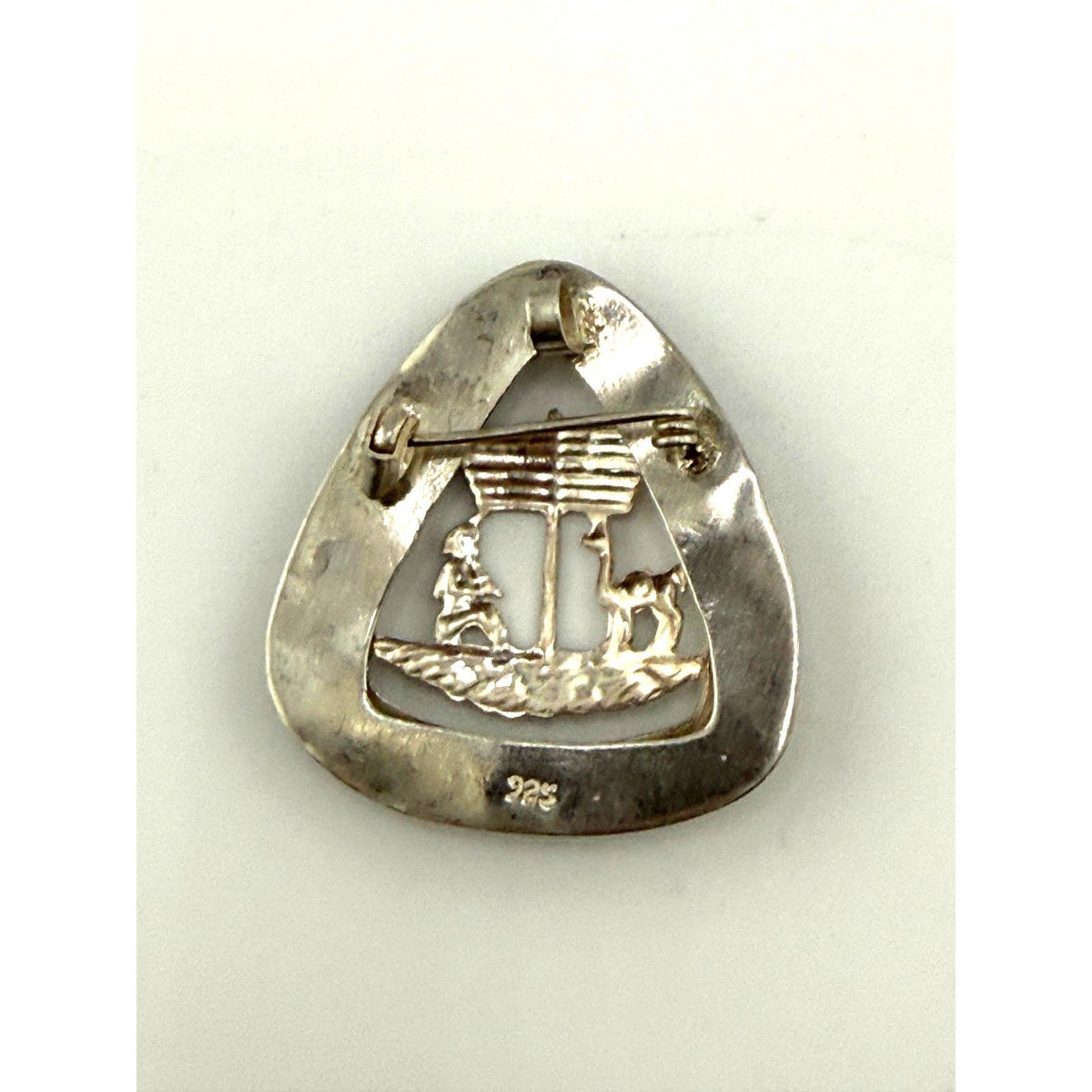 Vintage Sterling Silver Man and Llama Brooch Pendant - Sarasotabydesign