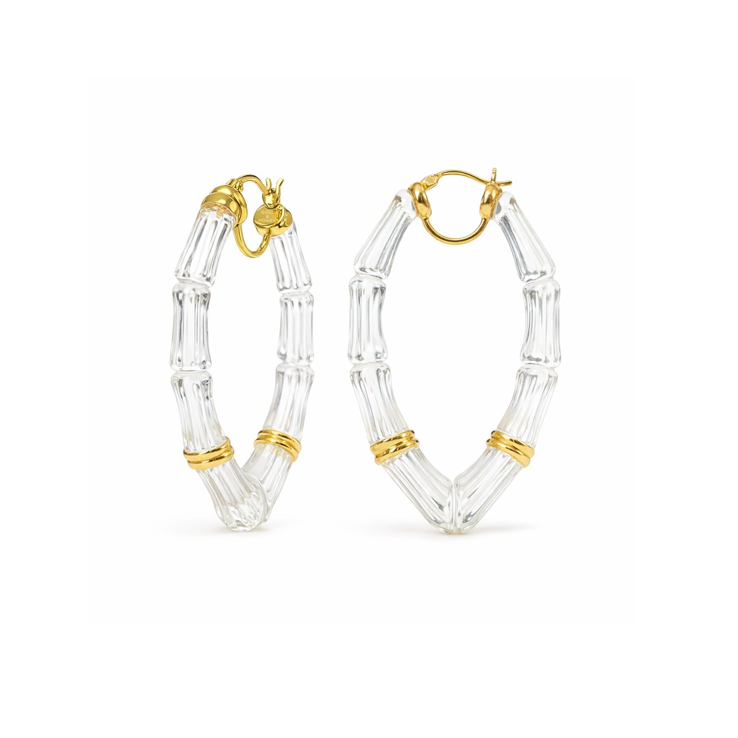 Gold & Honey Vivienne Bamboo Lucite Hoop Earrings
