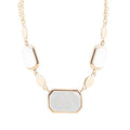 Barse Jewelry White Mother of Pearl and Golden Bronze Statement Necklace