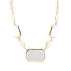 Barse Jewelry White Mother of Pearl and Golden Bronze Statement Necklace