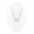 Barse Jewelry White Mother of Pearl and Golden Bronze Statement Necklace