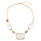 Barse Jewelry White Mother of Pearl and Golden Bronze Statement Necklace