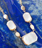 Barse Jewelry White Mother of Pearl and Golden Bronze Statement Necklace
