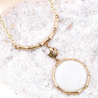 Barse Jewelry White Mother of Pearl Golden Statement Pendant Necklace