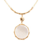 Barse Jewelry White Mother of Pearl Golden Statement Pendant Necklace