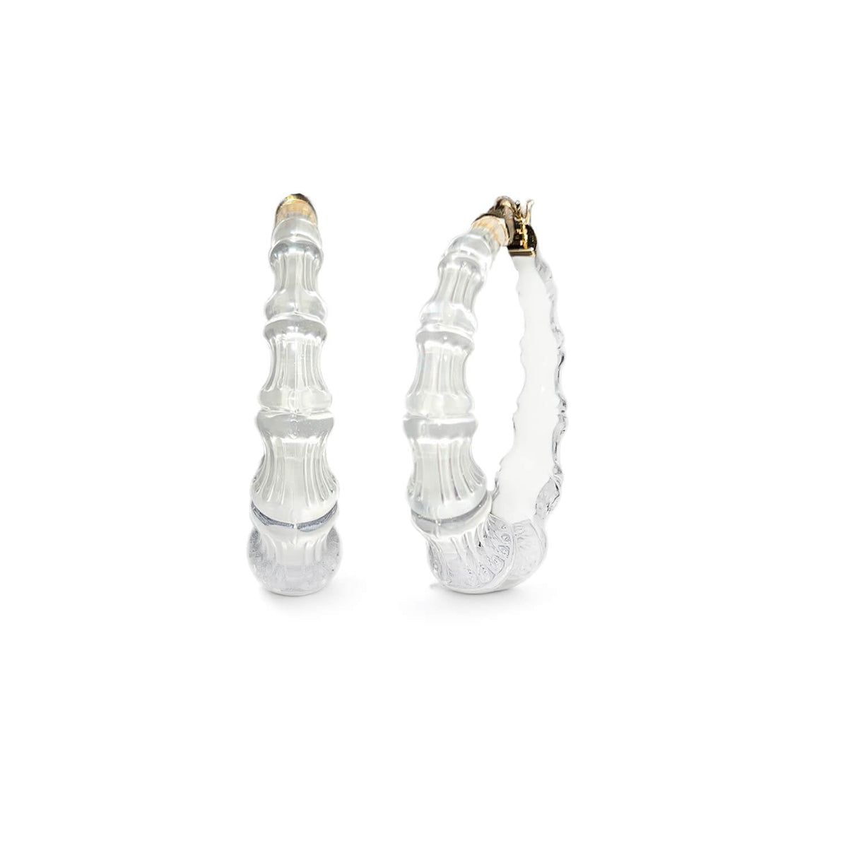 Gold & Honey Bamboo Illusion Lucite Hoop Earrings