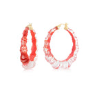 Gold & Honey Bamboo Illusion Lucite Hoop Earrings