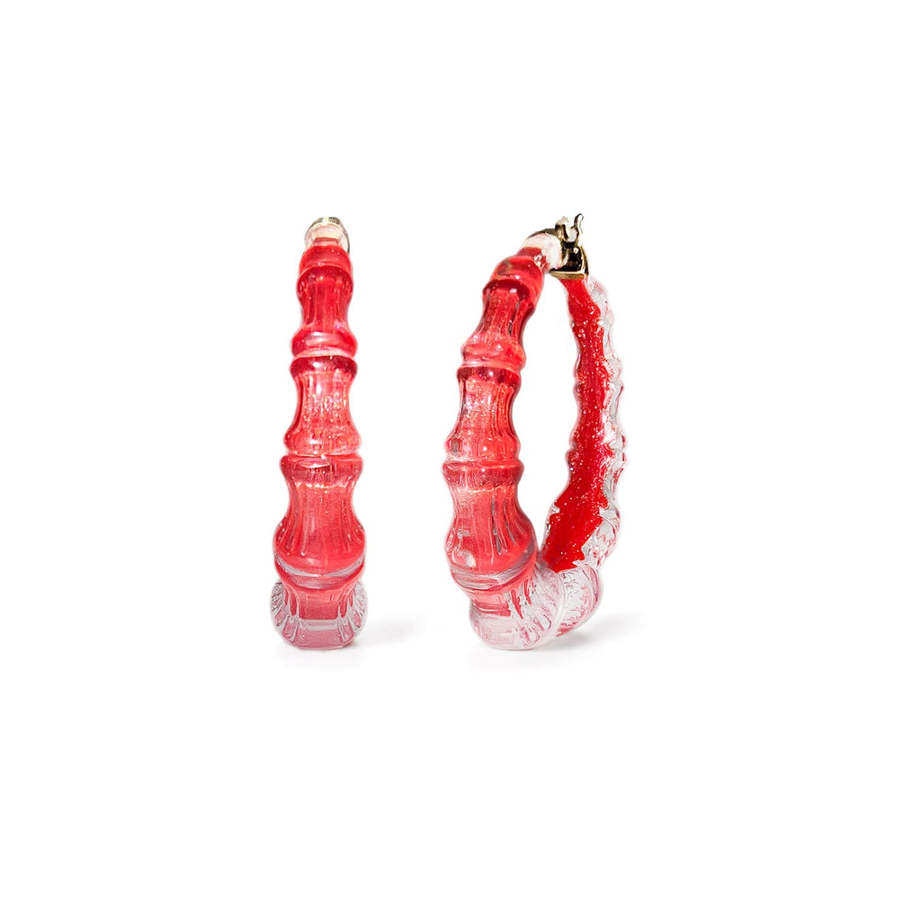 Gold & Honey Bamboo Illusion Lucite Hoop Earrings