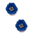 Zenzii Stud Earrings with Poppy Flower Design accented with crystals - Cobalt - Sarasotabydesign