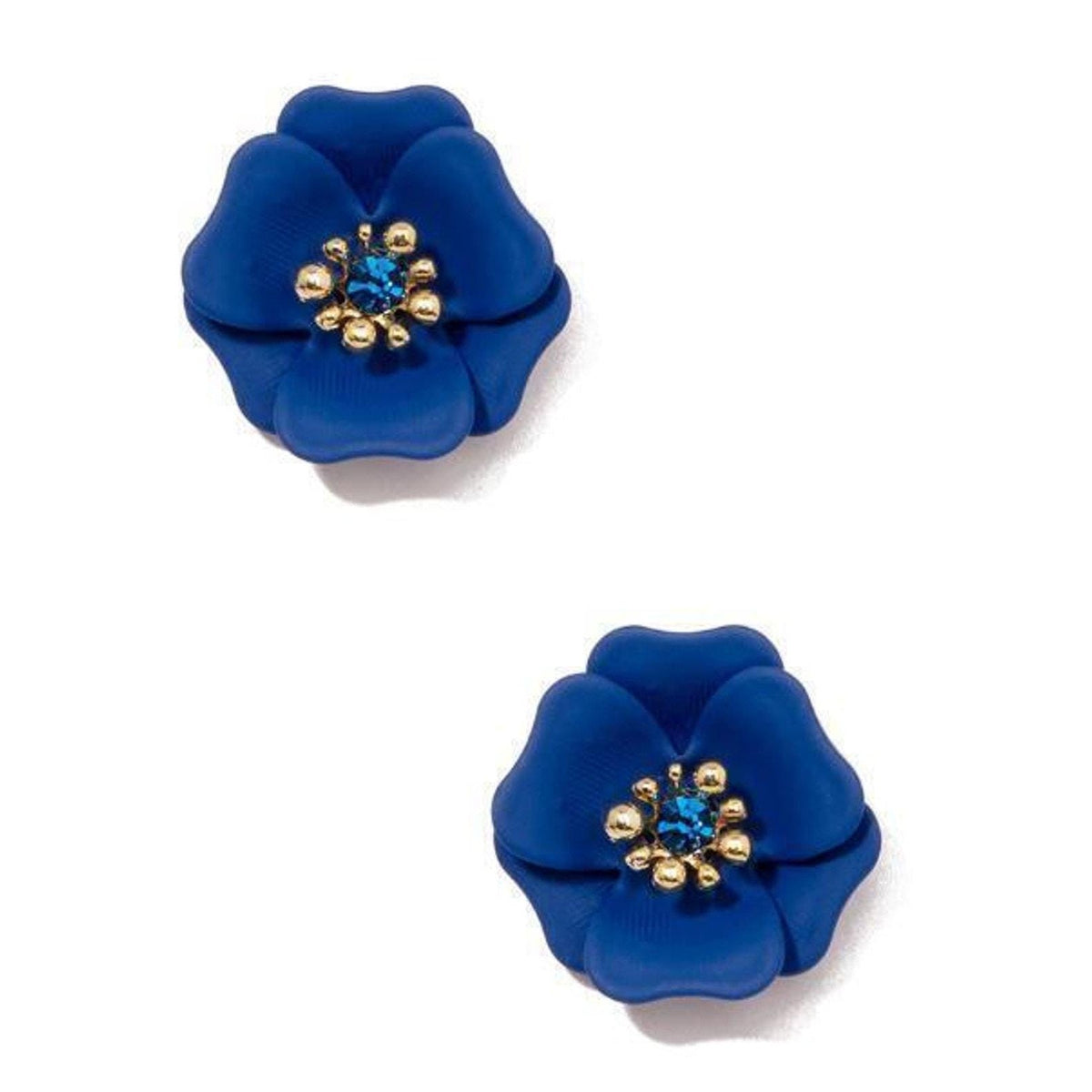 Zenzii Stud Earrings with Poppy Flower Design accented with crystals - Cobalt - Sarasotabydesign