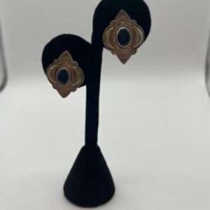Vintage 925 Sterling Silver Earrings with black stones