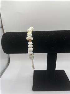 Adjustable gold plated, white stone bracelet