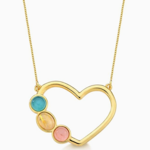 Brazilian Stone Heart Shaped Necklace Gold Plated