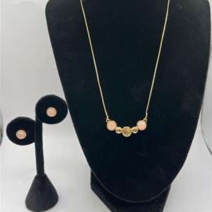 Rose and Crystal Quartz Necklace and Earrings Set