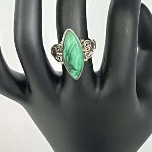 Sterling Silver Malachite Rock Stone Lapidary Ring