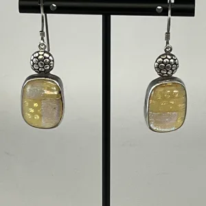 925 sterling silver yellow blue glass earrings