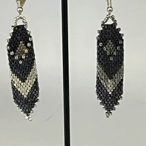 Vintage Two Tone Blue Silver Beaded Earrings
