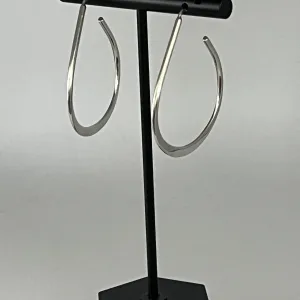 Sterling Silver Hoop Earrings 1.5 Inch Drop