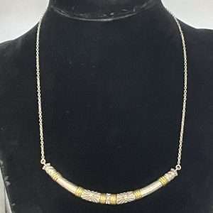 Silpada Sterling Etched Brass "Canyon Dreams" CZ Curved Necklace