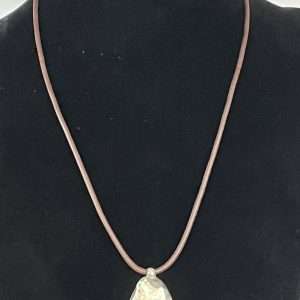 Silpada Sterling Dome Hammered Pendant Brown Leather Necklace