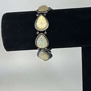 Vintage Eight Faceted Faux Citrine in Silver Tone Setting