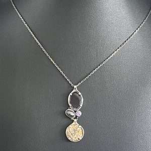 Silpada Sterling Silver Long Chain Multiple Gemstone Pendant Necklace