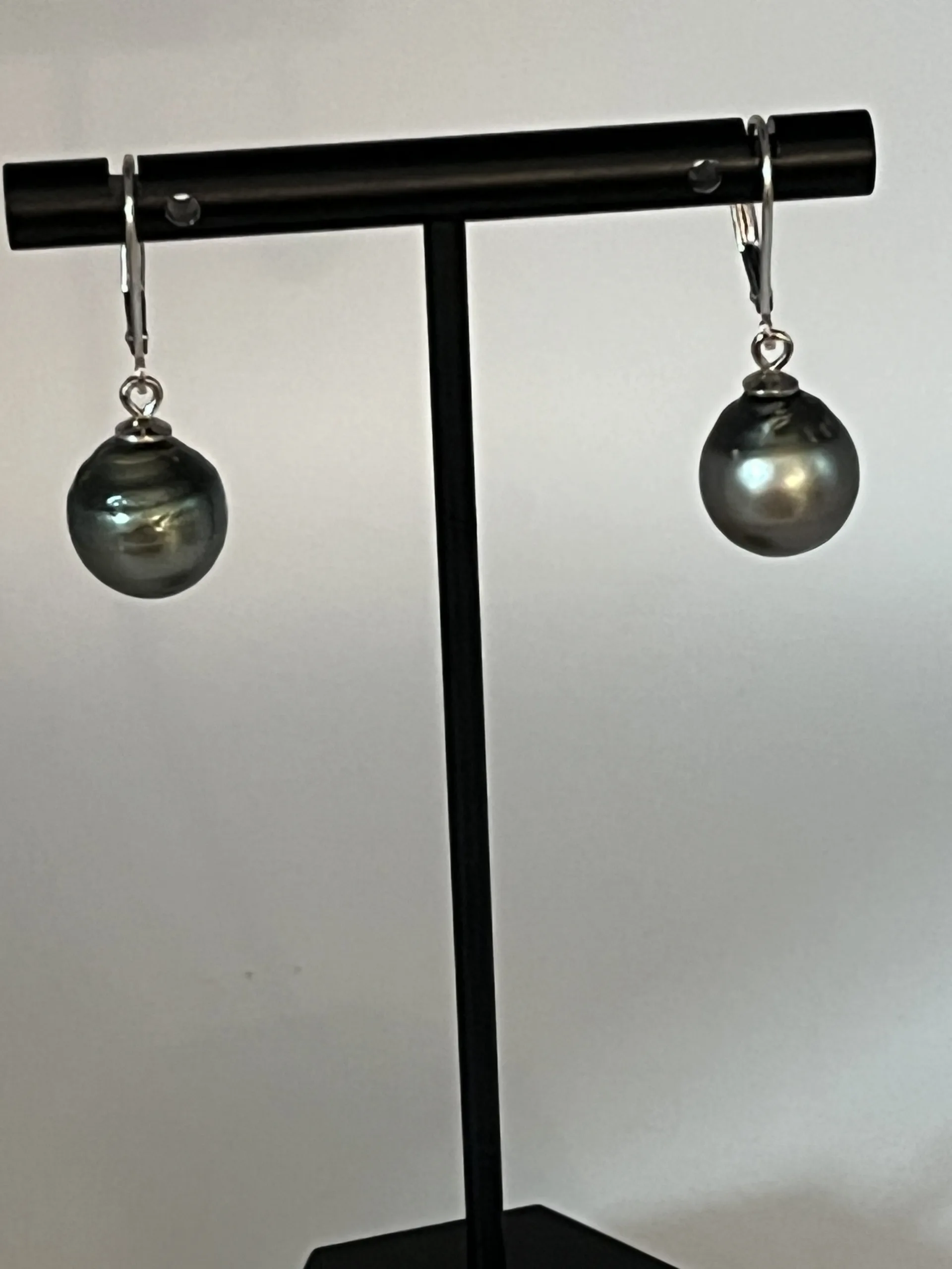 Genuine Black Tahitian Pearls Sterling Silver Earrings