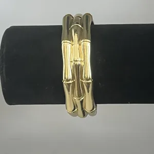 Fornash Signed Gold-toned Hinged Bamboo Bracelet