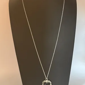 Vintage Marcasite 925 Sterling Silver Onyx Pendant Necklace