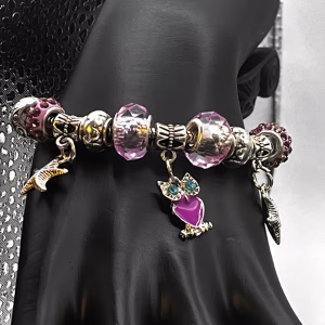 Vintage Silver Plated Swarovski Crystal Charm Bracelet