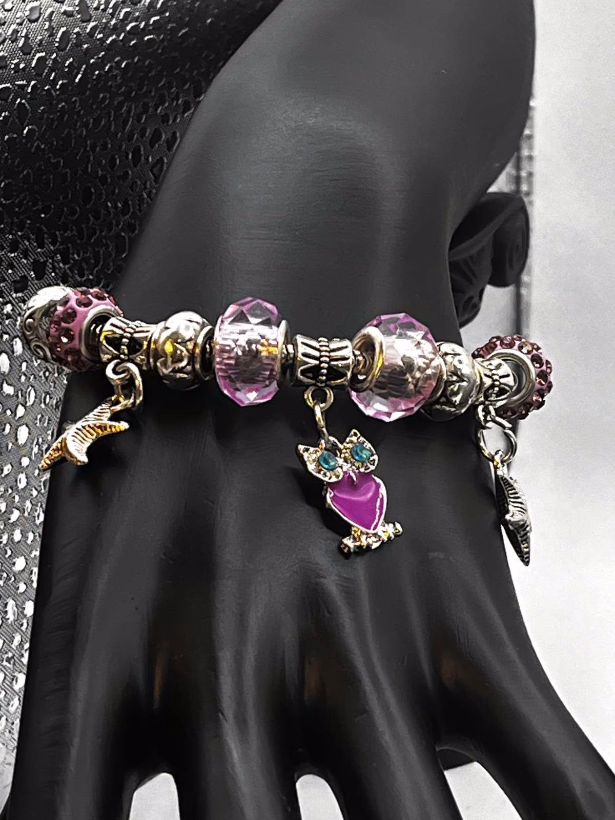 Vintage Silver Plated Swarovski Crystal Charm Bracelet