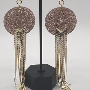 18K Gold Glamour Fringe Earrings: Champagne Pink Glitter