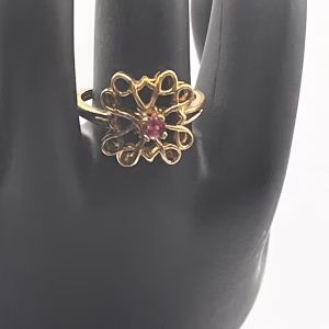 Vintage 925 Gold Plated Sterling Silver Ruby Ring Size 8
