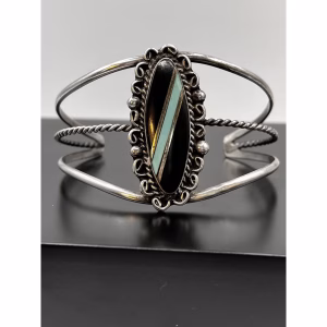 Vintage 925 Navajo Silver Bracelet Signed Nila Cook Johnson