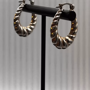925 Sterling Silver Twisted Hoop Earrings