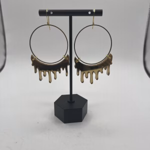 Dripping "Slime" Acrylic Hoop Earrings: Gold
