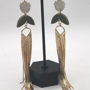Botanical-Inspired Lightweight Statement Earrings Gold Fringe