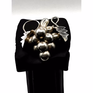 Vintage 925 Sterling Silver Taxco Mexico Grape Pendant or Brooch Signed