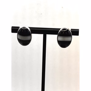 Navajo Signed 925 Sterling Silver Onyx Mother of Pearl Earrings