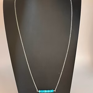 Southwestern Sterling Silver Twilight River Turquoise Pendant Necklace
