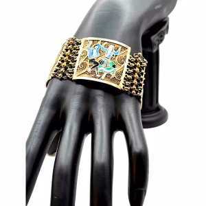 Vintage Gold Plated Sterling Silver Portugal Dancing People Bracelet