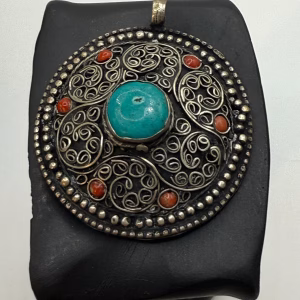 Vintage Coral and Turquoise Indian/Tibetan Pendant