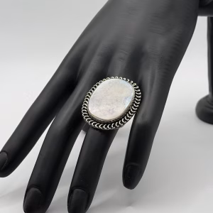 German Silver Mother of Pearl Ring, Size 7