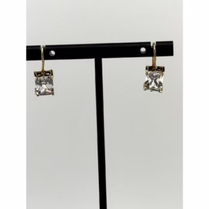 925 Sterling Silver GP Square CZ Wire Earrings